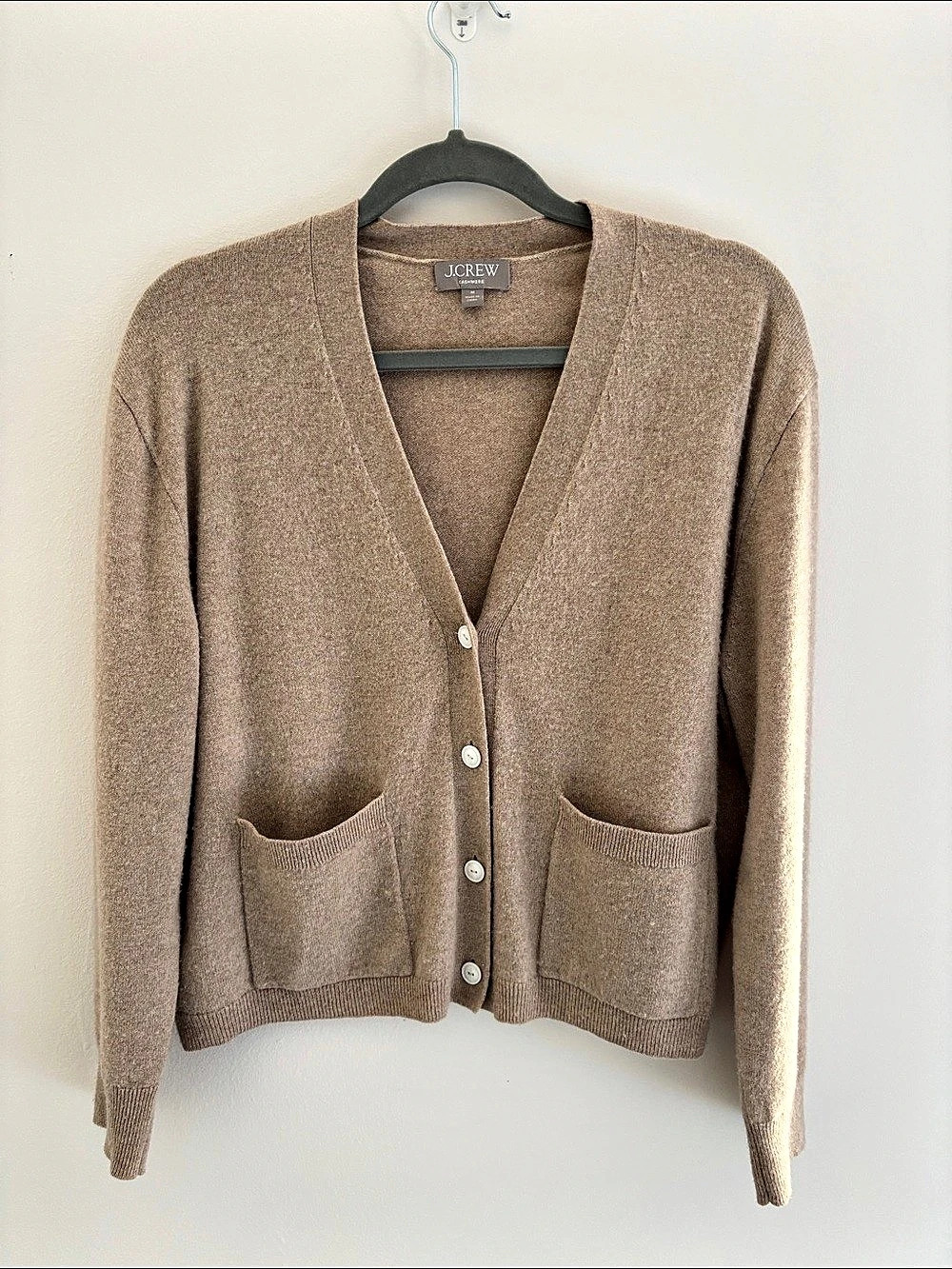 J.Crew Cashmere cardigan in camel, size Medium